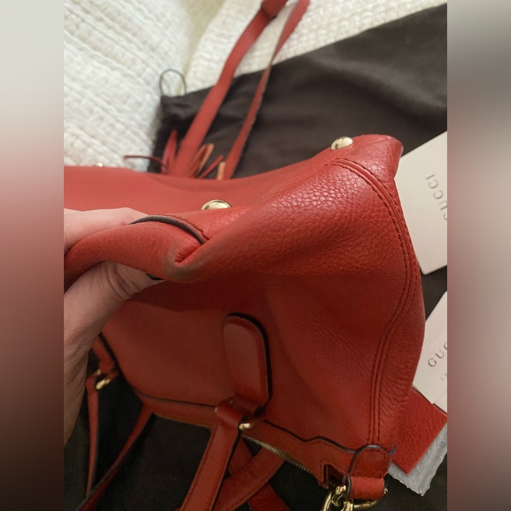 Gucci Soho Disco Crossbody Satchel Bag Red Leather Gold - Picture 15 of 16
